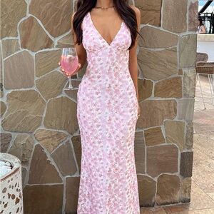 Beginning Boutique Pink Floral Maxi Dress